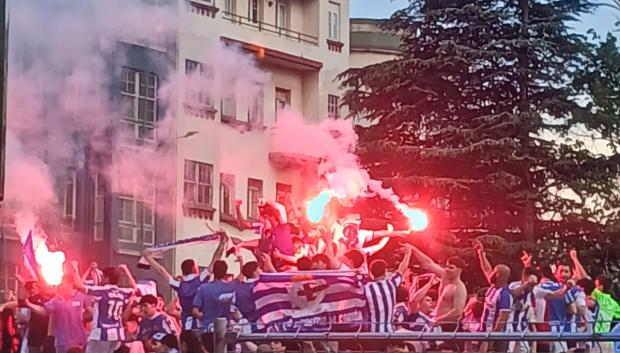 Celebración de a afición del Dépor