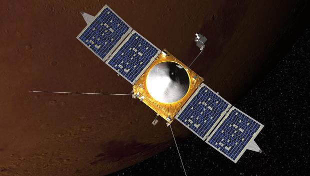 Concepción artística de la nave espacial Maven de la NASA