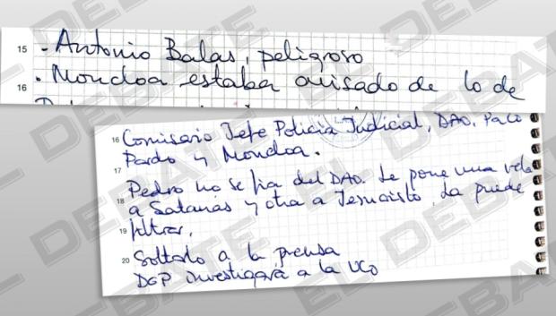 Notas de una segunda agenda de Leire incautada por la UCO