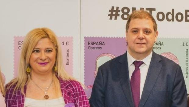 Leire Díez y Juanma Serrano, en un acto por el Día de la Mujer de 2023