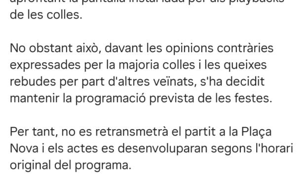 Mensaje del Ayuntamiento de Santa Maria