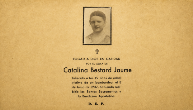 Estampa de Catalina Bestard Jaume, herida de muerte en el bombardeo de Palma del 31 de mayo de 1937.