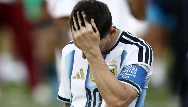 Imagen de Messi tomada tras la derrota de Argentina ante España