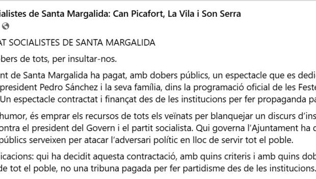 Comunicado del PSOE de Santa Margalida