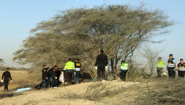 Miembros de la Policía de Perú operan en la zona donde se ha siniestrado la avioneta