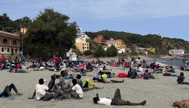 Vista de la playa de El Trampolín, en la mañana de este 3 de agosto de 2026