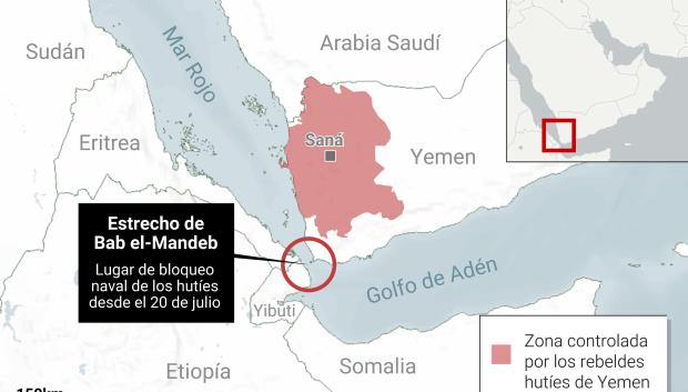 Mapa con situación del conflicto en el Mar Rojo. Los rebeldes hutíes de Yemen han anunciado este lunes la imposición de un bloqueo naval contra Arabia Saudí en respuesta al continuo "asedio" de Riad en el marco del incremente de tensiones entre las partes tras los ataques registrados contra el aeropuerto de la capital de Yemen, Saná, y el posterior bombardeo en respuesta contra las instalaciones aeroportuarias saudíes de Abha.

Europa Press / Europa Press
23 JULIO 2026;EPDATAINFOGRAFIA;DATOS;INTERNACIONAL
23/7/2026