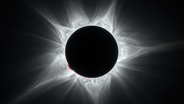 Corona solar visible durante un eclipse solar total