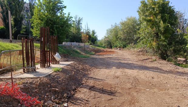 Pasarela del Parque de Levante un año después del inicio de las obras