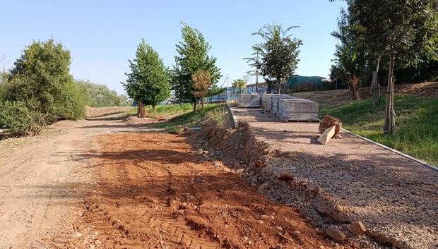 Pasarela del Parque de Levante un año después del inicio de las obras