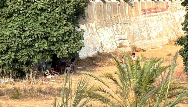 Lugar de acampada de los inmigrantes