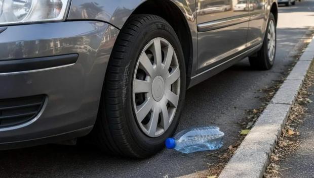 Atención a las botellas cerca del coche