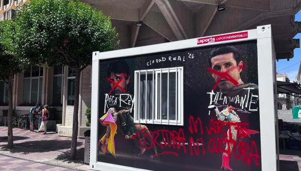 La taquilla vandalizada, en Ciudad Real