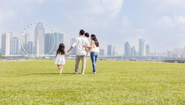 Imagen de una familia en Singapur