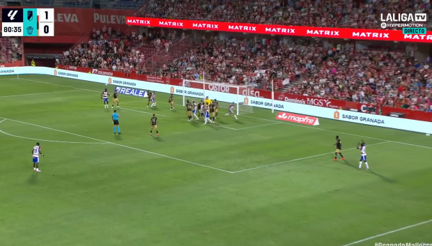 Momento del segundo gol del Granada ante el Mallorca