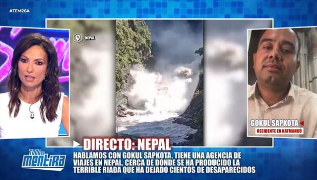 Gokul Saptoka, residente en Katmandú, en su intervención en el programa 'Todo es Mentira'