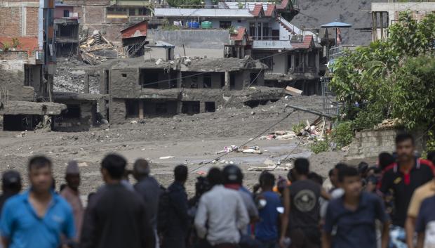 Destrozos de la riada en Nepal