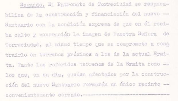 Extracto del acta notarial firmada en 1966 entre la diócesis y el Opus Dei