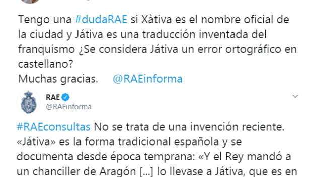 Imagen de la conversación en el perfil oficial de la RAE
