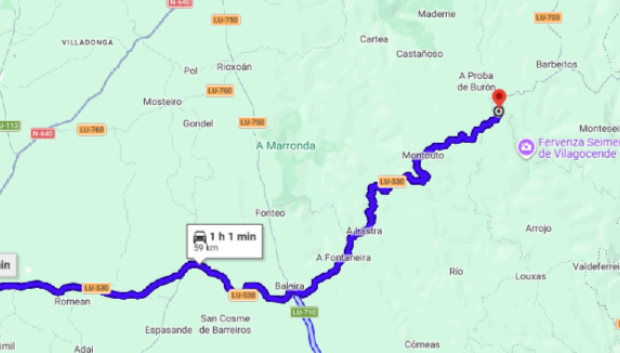 La carretera en cuestión con el nuevo trazado