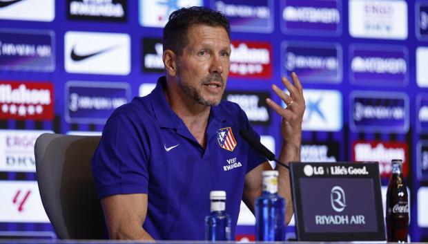 El entrenador del Atlético de Madrid Diego Simeone, durante la rueda de prensa previa al Atlético de Madrid - Osasuna