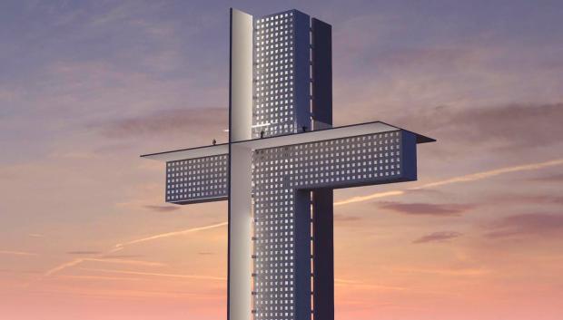 La nueva cruz permitirá el acceso al brazo horizontal, donde se ubicará un gran mirador panorámico
