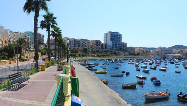 Bahía de San Pablo, localidad costera y turística de Malta
