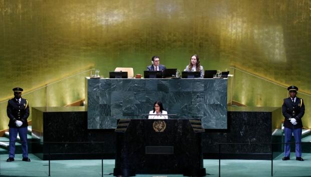 Delcy Rodríguez durante su discurso