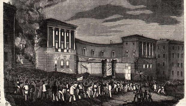 Quema del palacio de Las Rejas en la Vicalvarada de 1854