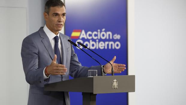 Pedro Sánchez durante la rueda de prensa