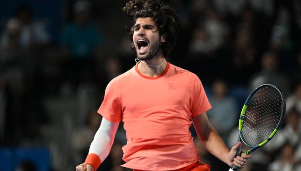 Carlos Alcaraz, durante la final del ATP 500 de Tokio