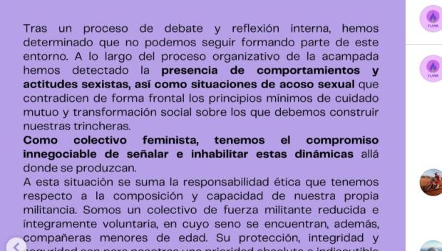Comunicado de Flama en sus redes