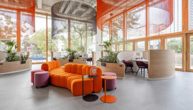 Interior de la nueva oficina insignia de ING en Madrid