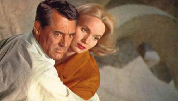 Junto a Cary Grant, en Con la muerte en los talones