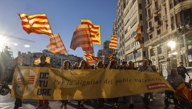 Imagen de la manifestación de este viernes en Valencia