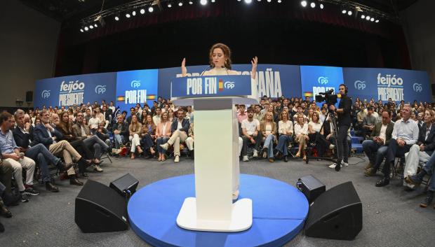 Isabel Díaz Ayuso, durante el acto de precampaña