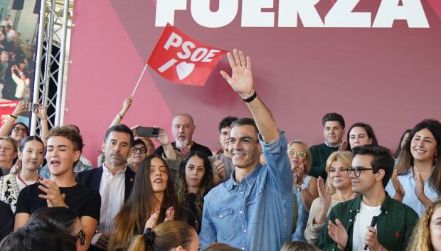 El presidente del Gobierno, Pedro Sánchez, este domingo en Ponferrada
