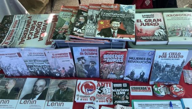 Libros expuestos en la acampada de Sol