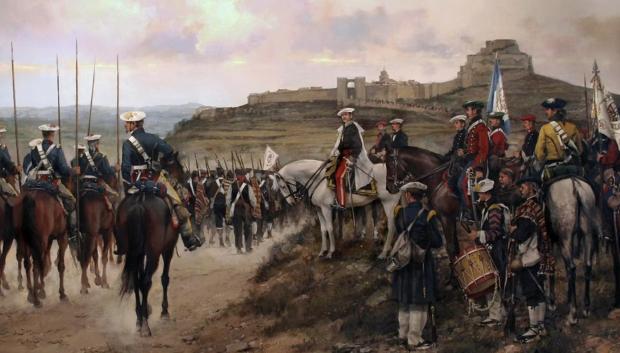 General Cabrera pasando revista a sus tropas por Ferrer-Dalmau