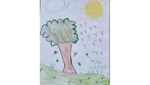 El dibujo que le ha regalado Angelo al Papa León XIV