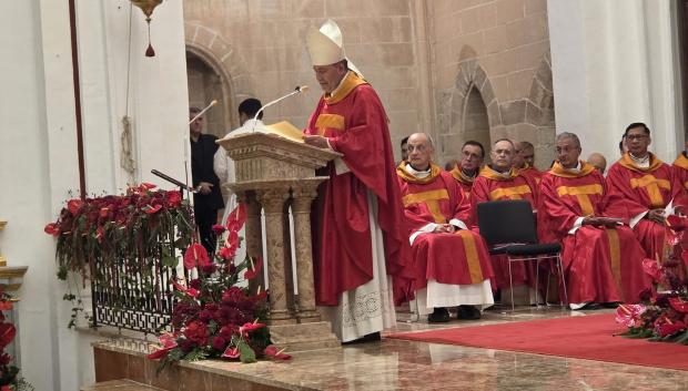 El obispo de Ibiza, monseñor Vicent Ribas, en la beatificación de los sacerdotes mártires.