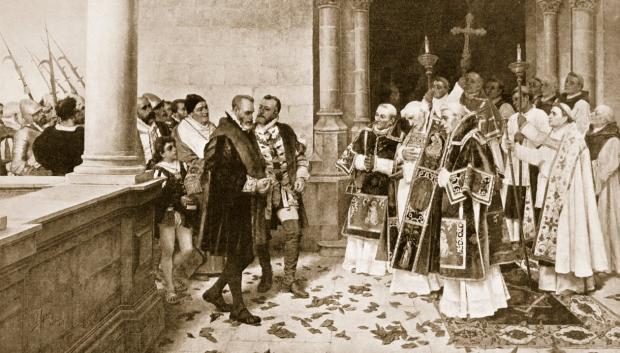 Carlos V Entrando en un Monasterio en San Yuste. Obra de Joaquin Agrasot y Juan