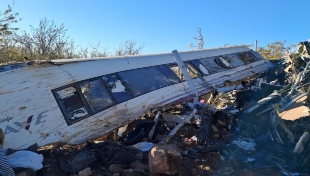 Imagen del accidente registrado esta mañana en Los Yébenes (Toledo)