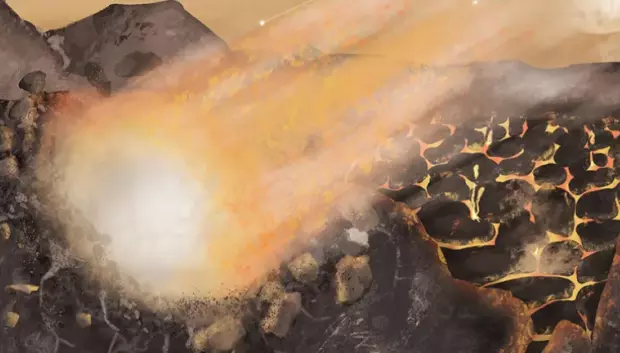 Ilustración de un asteroide impactando en la Tierra