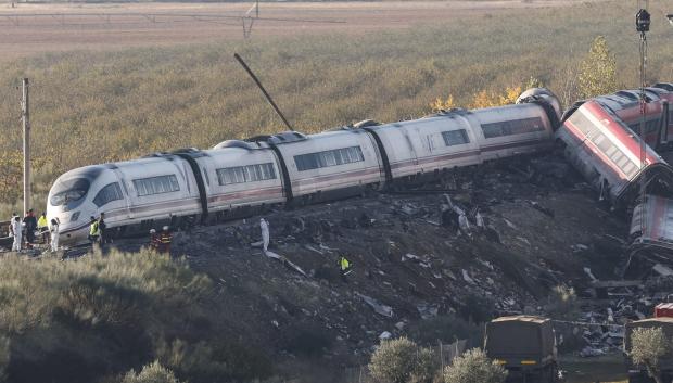 Restos del accidente de tren en Urda, Toledo