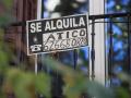 View of an accommodation rental sign in Madrid