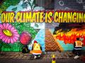 Grafiti reivindicando el cambio climático en Glasgow, celebrando la próxima COP26