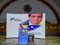 Imagen de Alexander Saab proyectada en una pantalla en la asamblea chavista, en Caracas