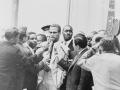 Malcolm X en una conferencia de prensa en 1964