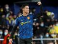 El delantero portugués del Manchester United Cristiano Ronaldo celebra su primer gol ante el Villarreal